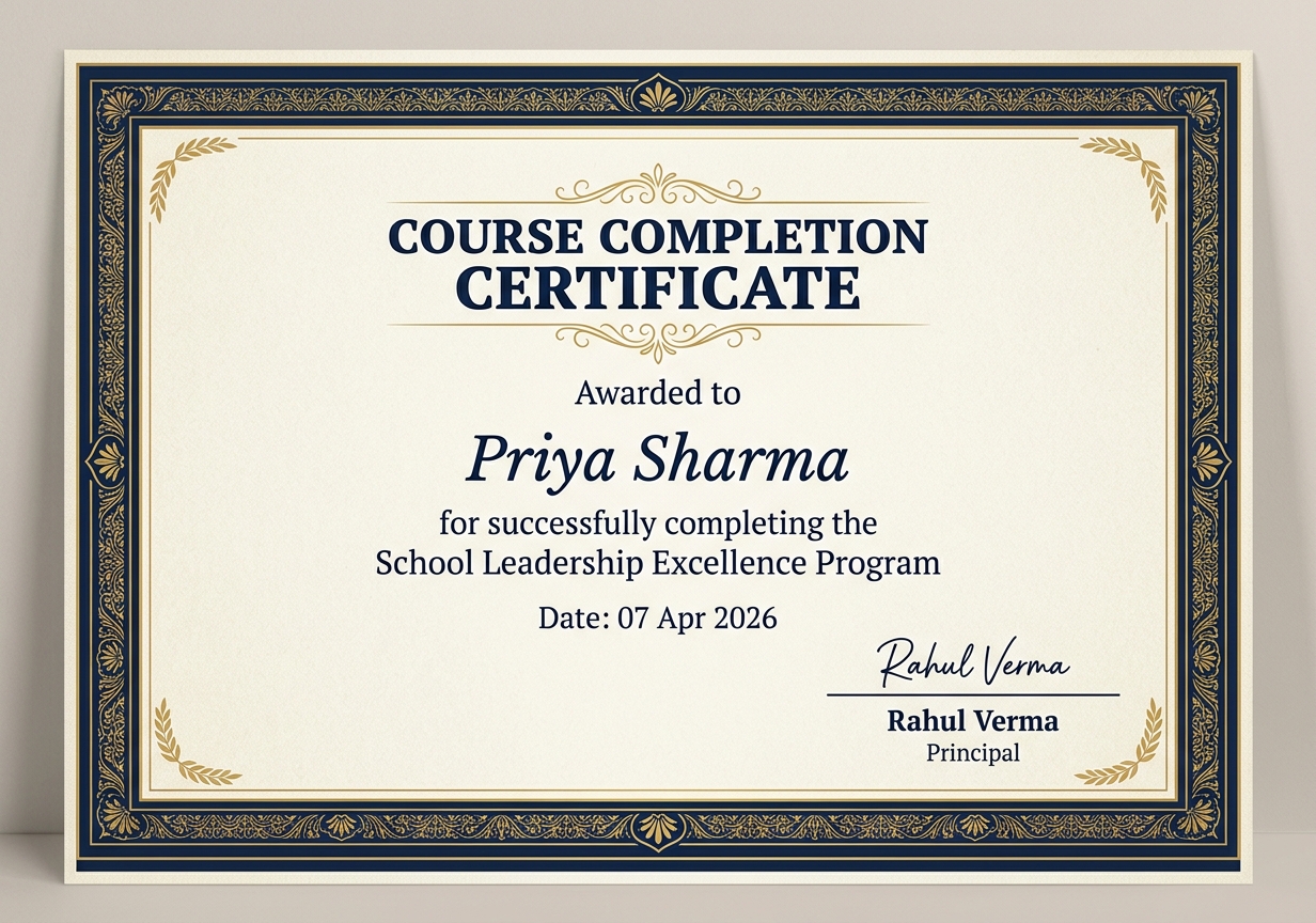 School / Course completion style